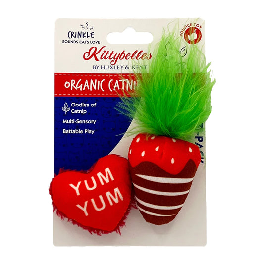 Chocolate Strawberry/ Convo Heart 2pk Plush Cat Toy