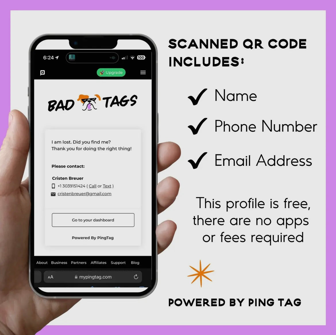 Bad Tags | Dog ID Tag w/ Engraved QR Code