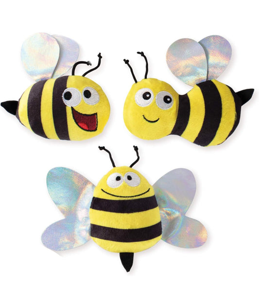 Bumble Bees Small Plush Dog Toys, Set of 3