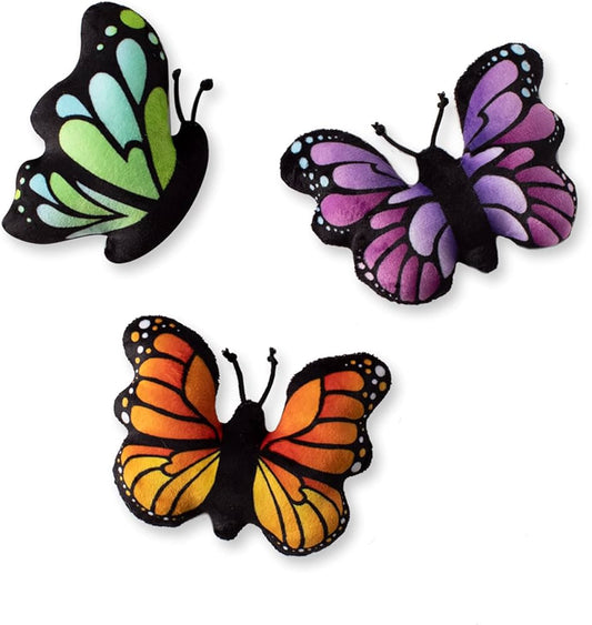 Butterflies Mini Plush Dog Toys, Set of 3