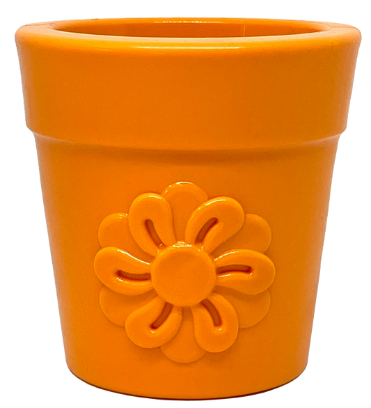 Large Flower Pot Durable Rubber Treat Dispenser & Enrichment Toy